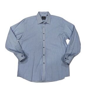 STANTT Men's Blue Grid Check Business Casual Shirt Astor 17.25 Collar 46” Chest